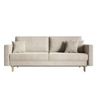 SCHLAFSOFA Valico Beige hydrophober Samt - Beige/Goldfarben, Textil/Metall (230/90/97cm) - Selsey