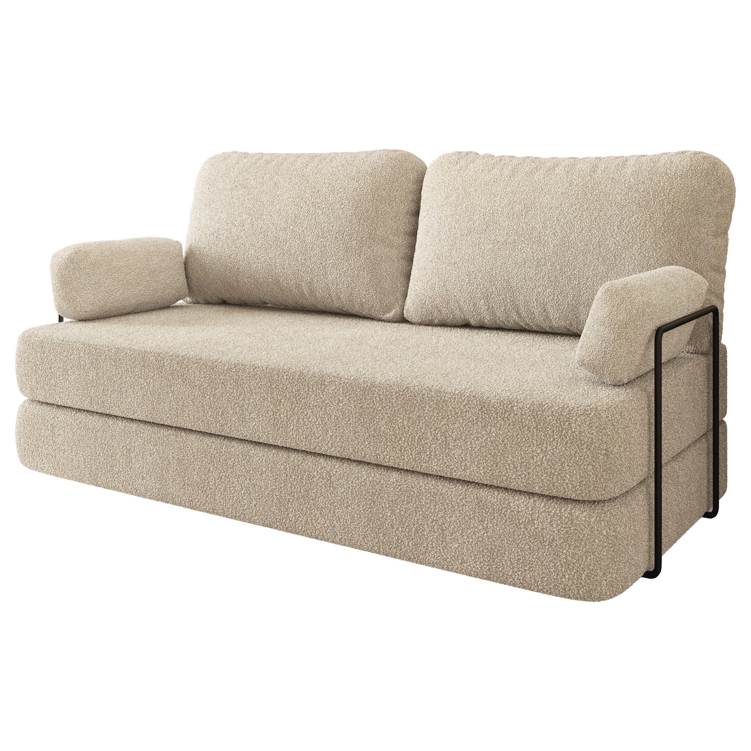 BETTSOFA NIKSI aus Schaumstoff Bucle-Stoff Creme Schlaffunktion - Creme, Textil (170/86/80cm) - MASSENO