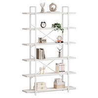 STANDREGAL Industrial Holzoptik Metall 6 Fächer 120 x 32 x 215,5 cm - Weiß, Holzwerkstoff/Metall (122/215.5/32cm) - Quality Elegance