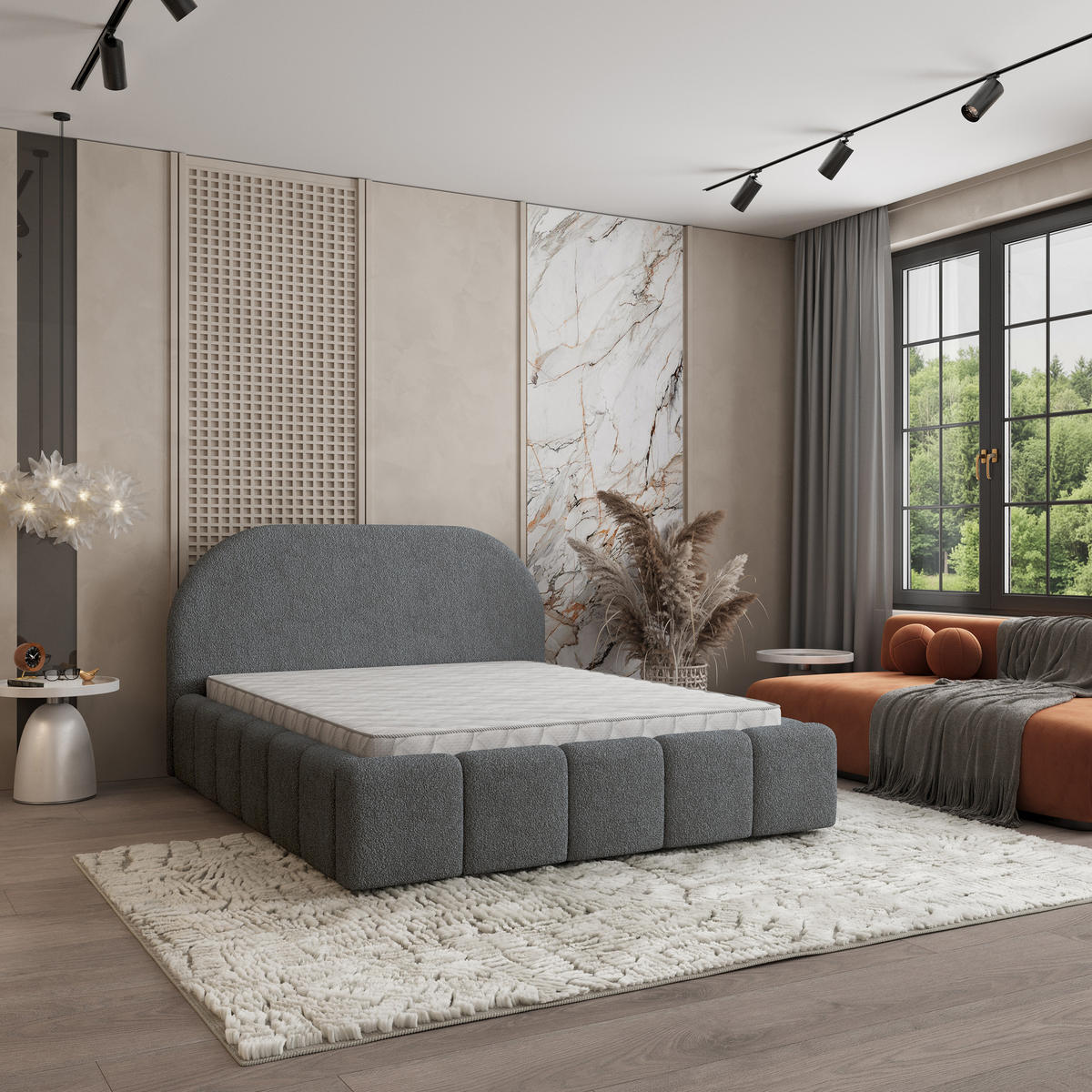 POLSTERBETT FLUSSO 140x200 cm mit Bettkästen - Grau - Grau, Holz (140/200cm) - MASSENO