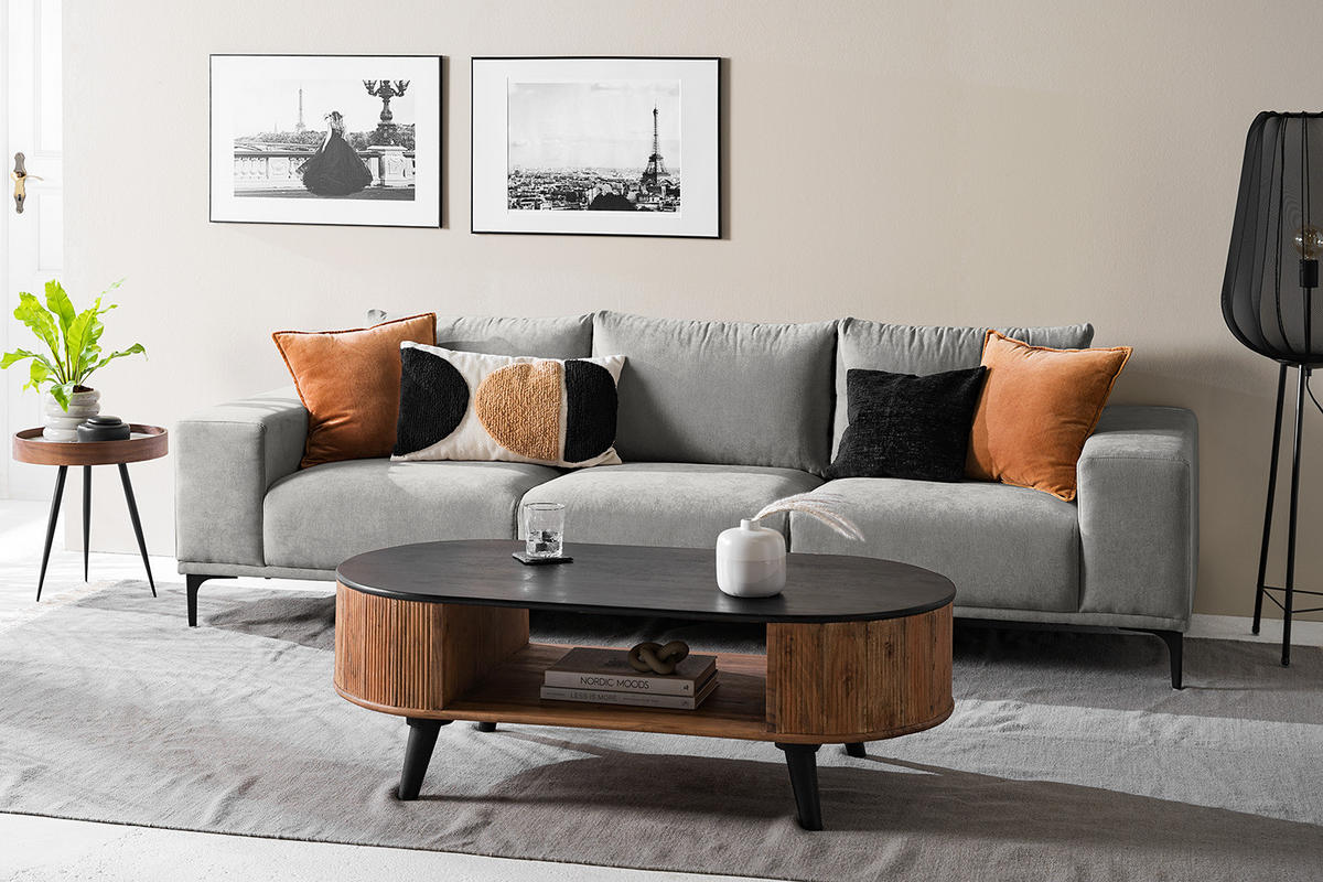 3-SITZER SOFA - Grau, Metall (246/78/91cm) - home24