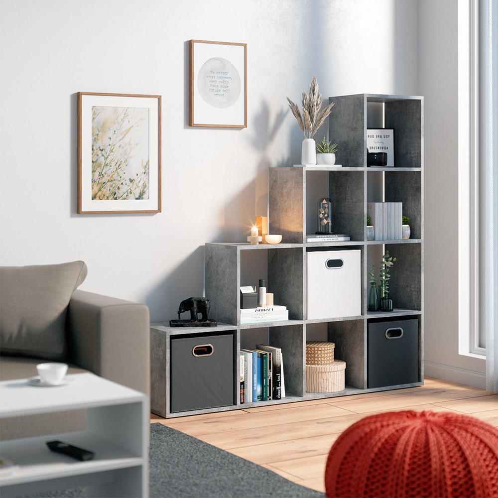 TREPPENREGAL Beton 142.5 x 140 cm - Grau, Holzwerkstoff (142.5/140/29cm) - Vicco