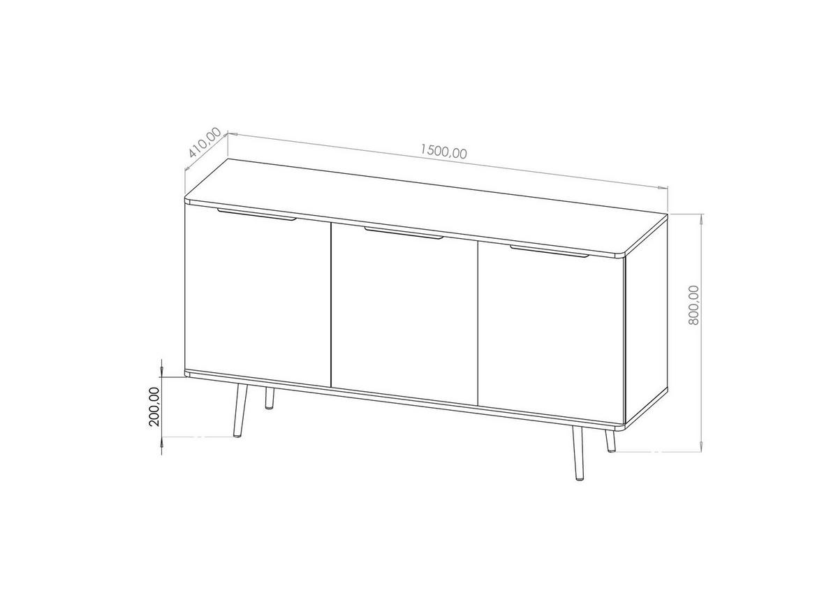 SIDEBOARD Elio Braun mit Graphit - Schwarz/Braun, Holzwerkstoff (80/90/41cm) - Bettso