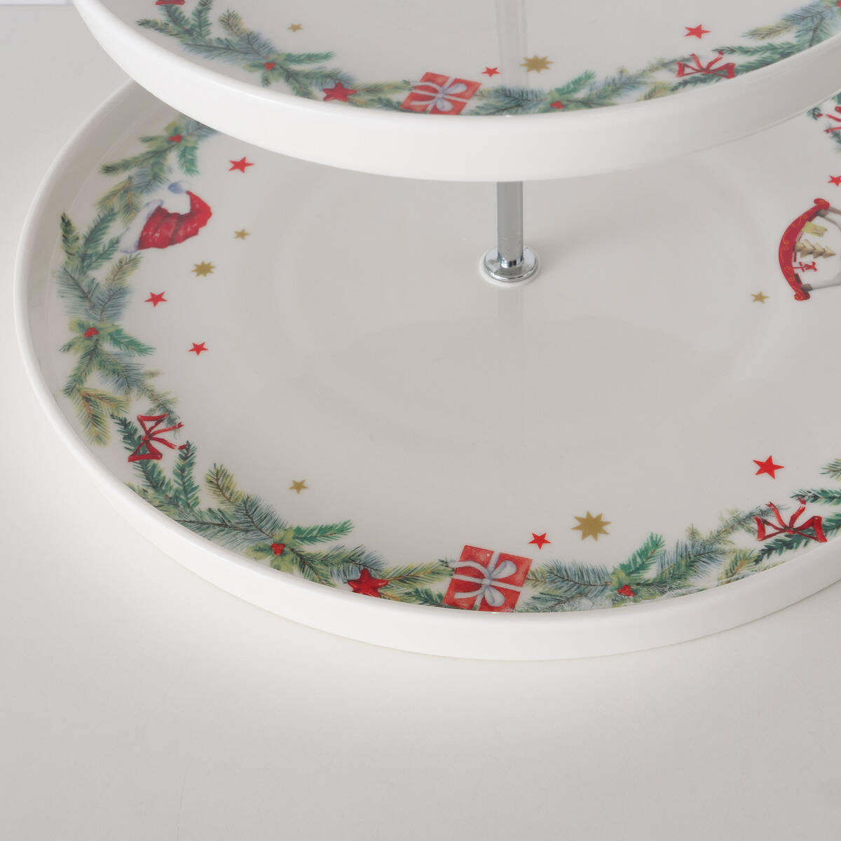 ETAGERE Florenza 2-stöckig 22 cm - Weiß, Keramik (26/22/26cm)