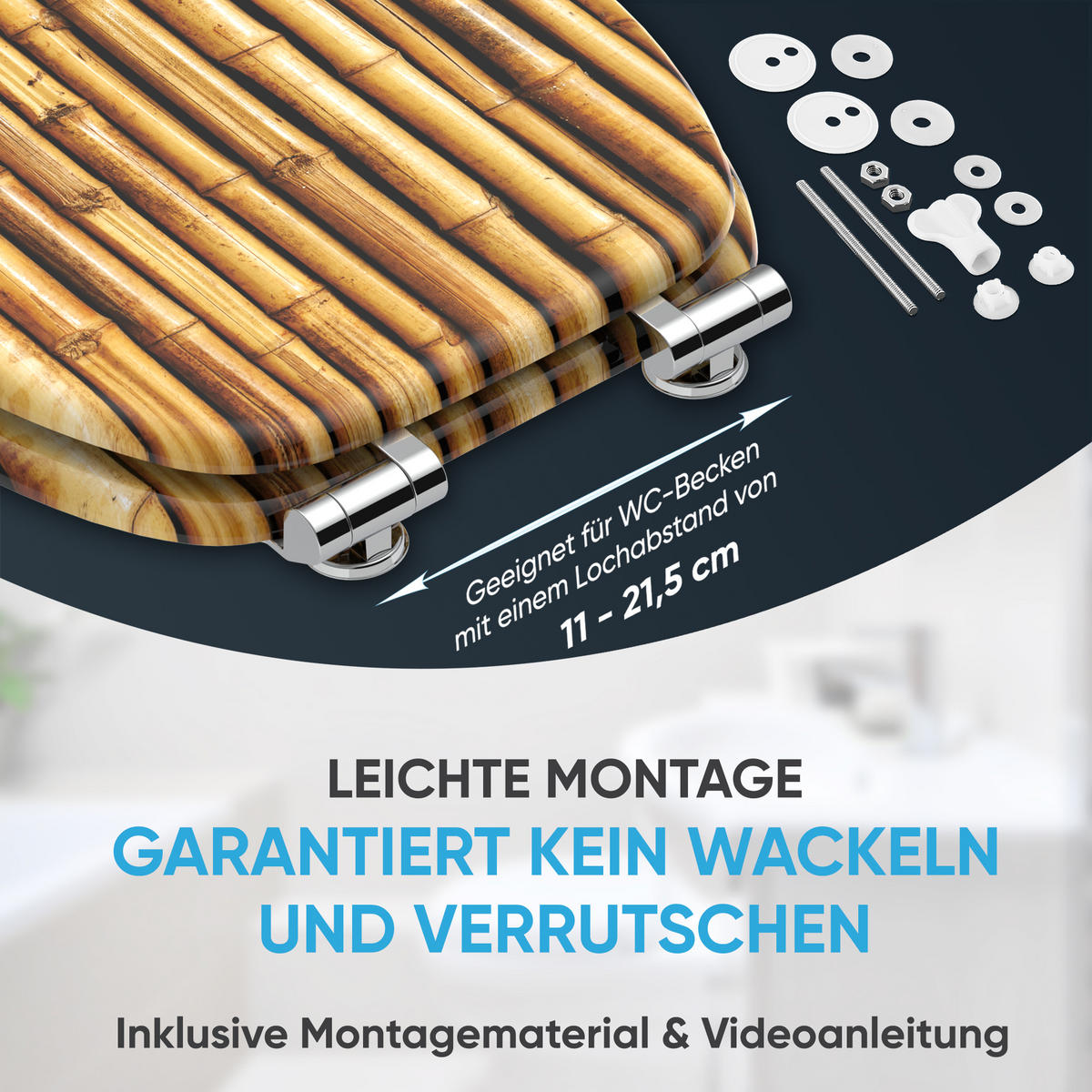 WC Sitz mit Absenkautomatik Bambusa - Braun, Holzwerkstoff (38/6/47cm) - Sanilo