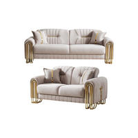 SITZGARNITUR Bogota, Beige Stellvariante 3+2 - Beige, Holzwerkstoff/Metall (240/87/98cm)