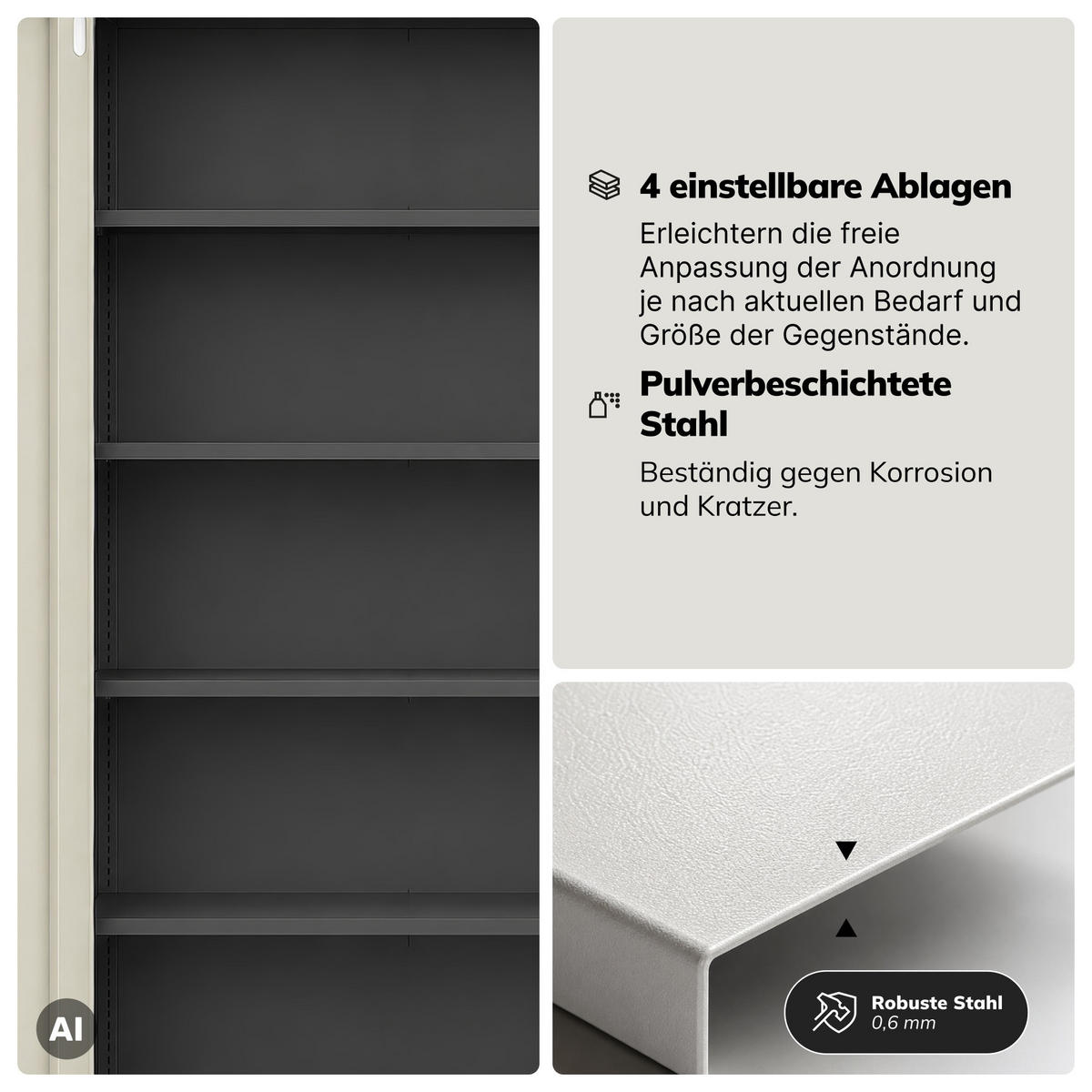 BÜROSCHRANK mit Zahlenschloss DANIEL 185x90x40 cm - Anthrazit/Sonoma Eiche, Metall (90/185/40cm) - Jan Nowak