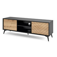 LOWBOARD Diamond schwarz / Evoke Oak 153 / 39 / 49cm - Eichefarben/Schwarz, Holz/Holzwerkstoff (153/49/39cm) - Feldmann-Wohnen