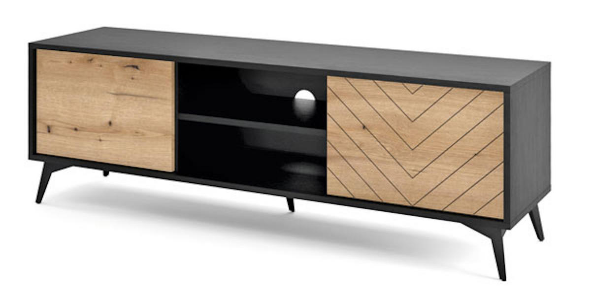 LOWBOARD Diamond schwarz / Evoke Oak 153 / 39 / 49cm - Eichefarben/Schwarz, Holz/Holzwerkstoff (153/49/39cm) - Feldmann-Wohnen