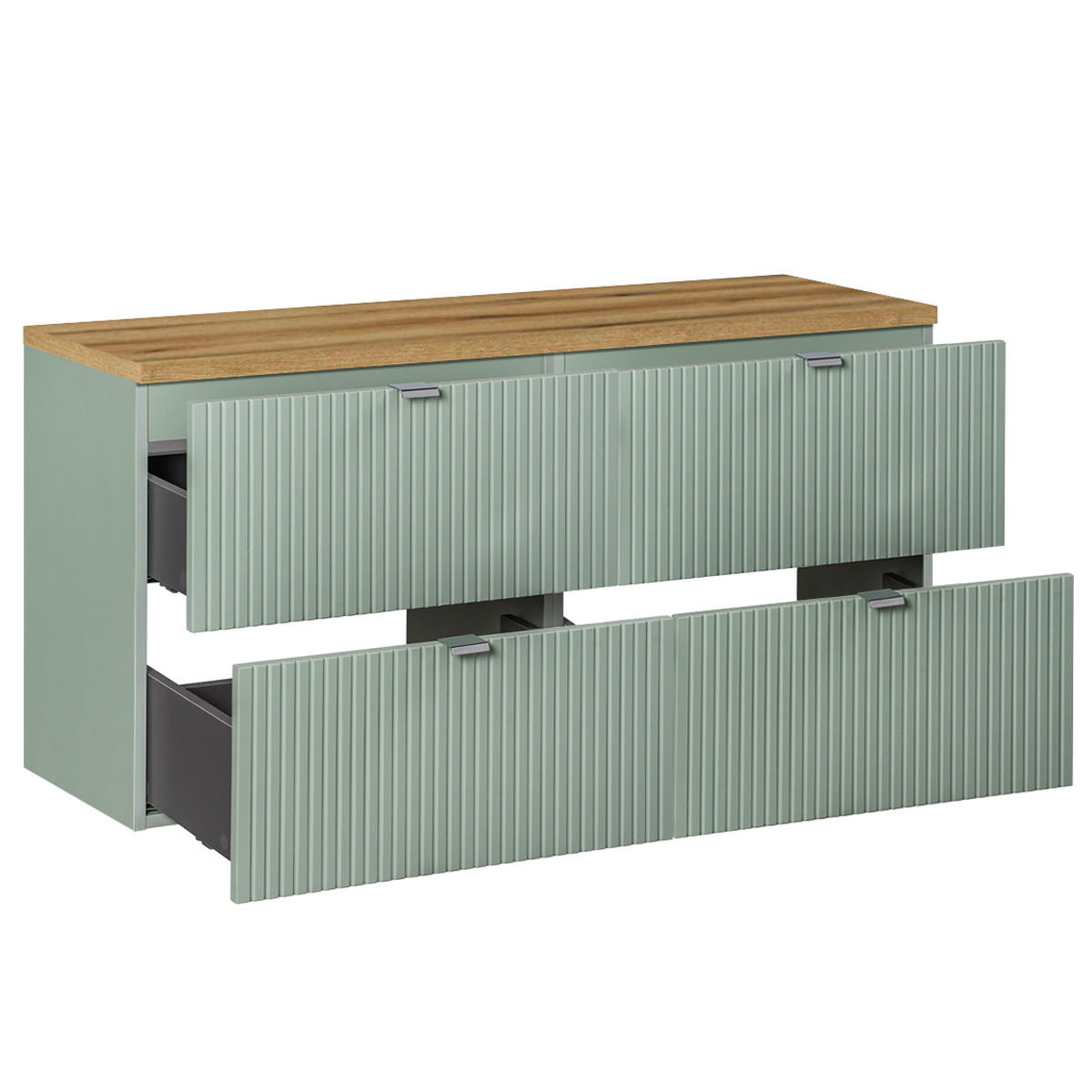 WASCHTISCHUNTERSCHRANK 120.4cm Jade Grün und Holz - Grün, Holzwerkstoff (120.4/59/40cm) - Petits-meubles