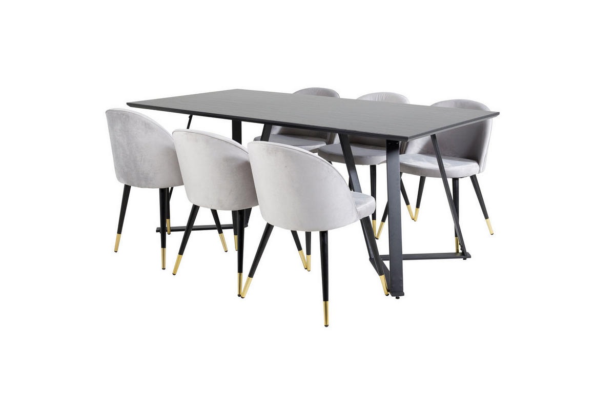 TISCHGRUPPE Hellgrau - Hellgrau, Holzwerkstoff (90/75/180cm) - ebuy24