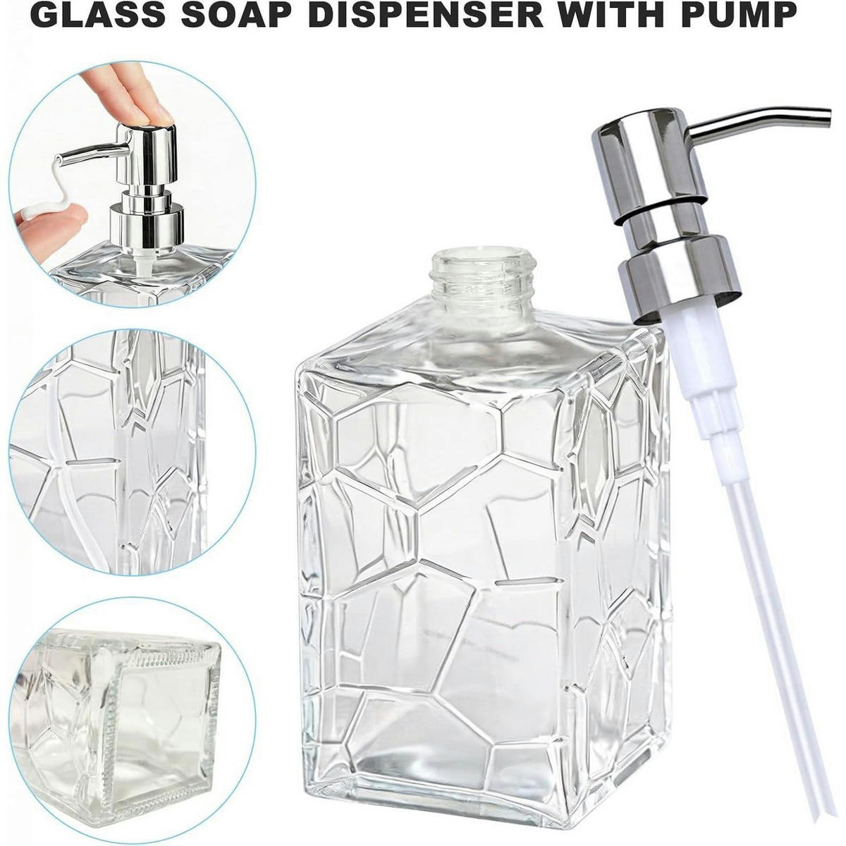 SEIFENSPENDER Glas 400ml Crack-Design Silber - Transparent, Glas (7/17.4/7cm)