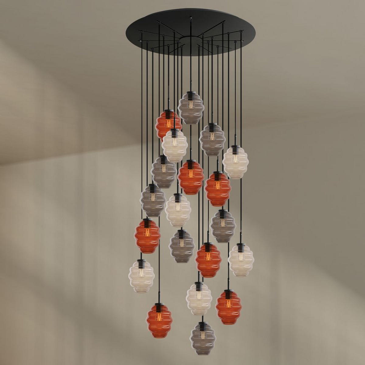 GALERIELEUCHTE Echos 20-flammig Mehrfarbig Ø 18cm - Multicolor/Schwarz, Glas (18/18/20cm) - s.luce