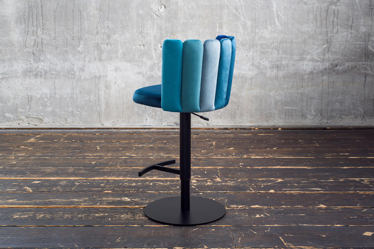 BARHOCKER JADA Blau Velvet - Blau/Schwarz, Kunststoff/Textil (55/85/53cm) - KAWOLA