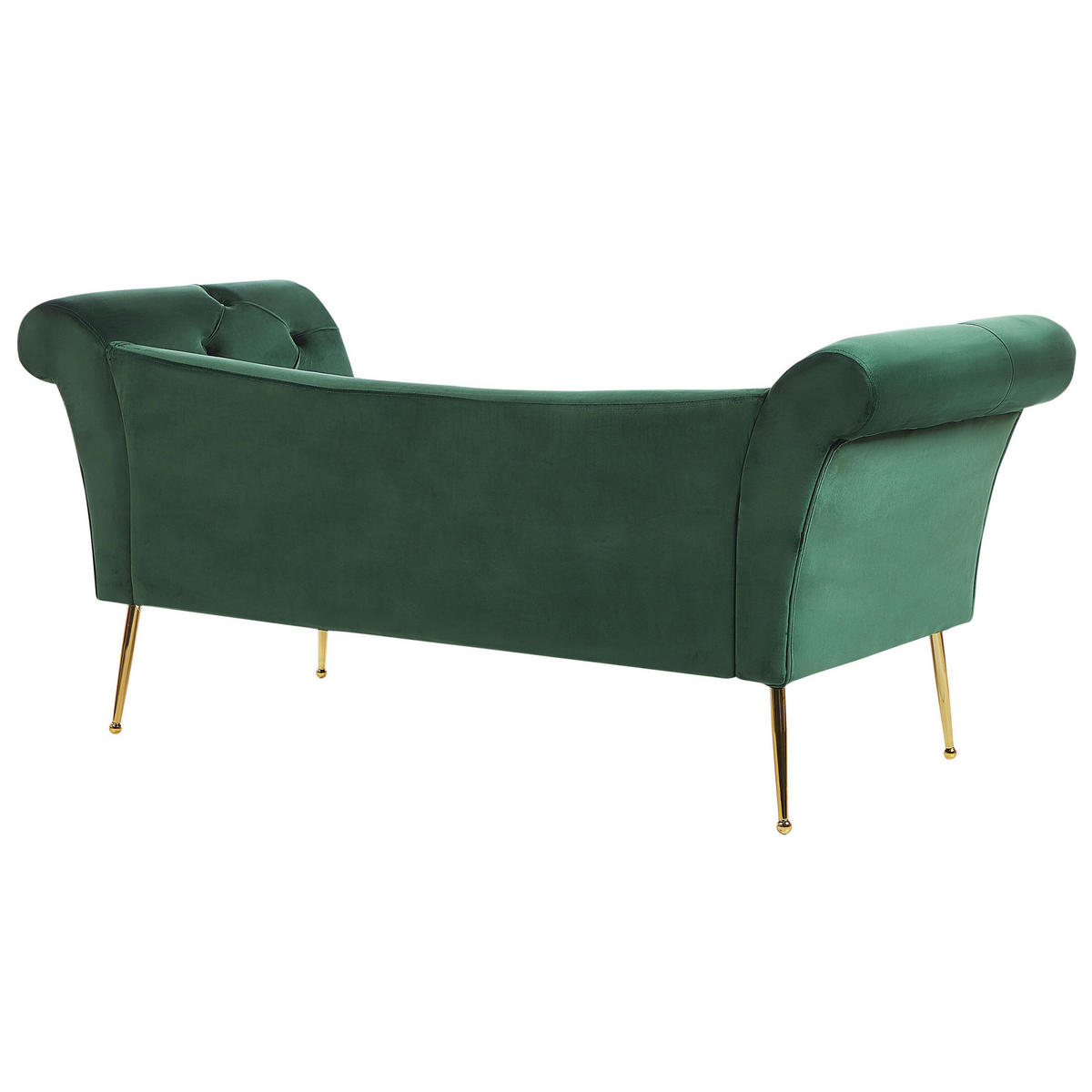 CHAISELONGUE Samtstoff dunkelgrün/gold Nantilly - Goldfarben/Grün, Textil (175/76/70cm) - Beliani
