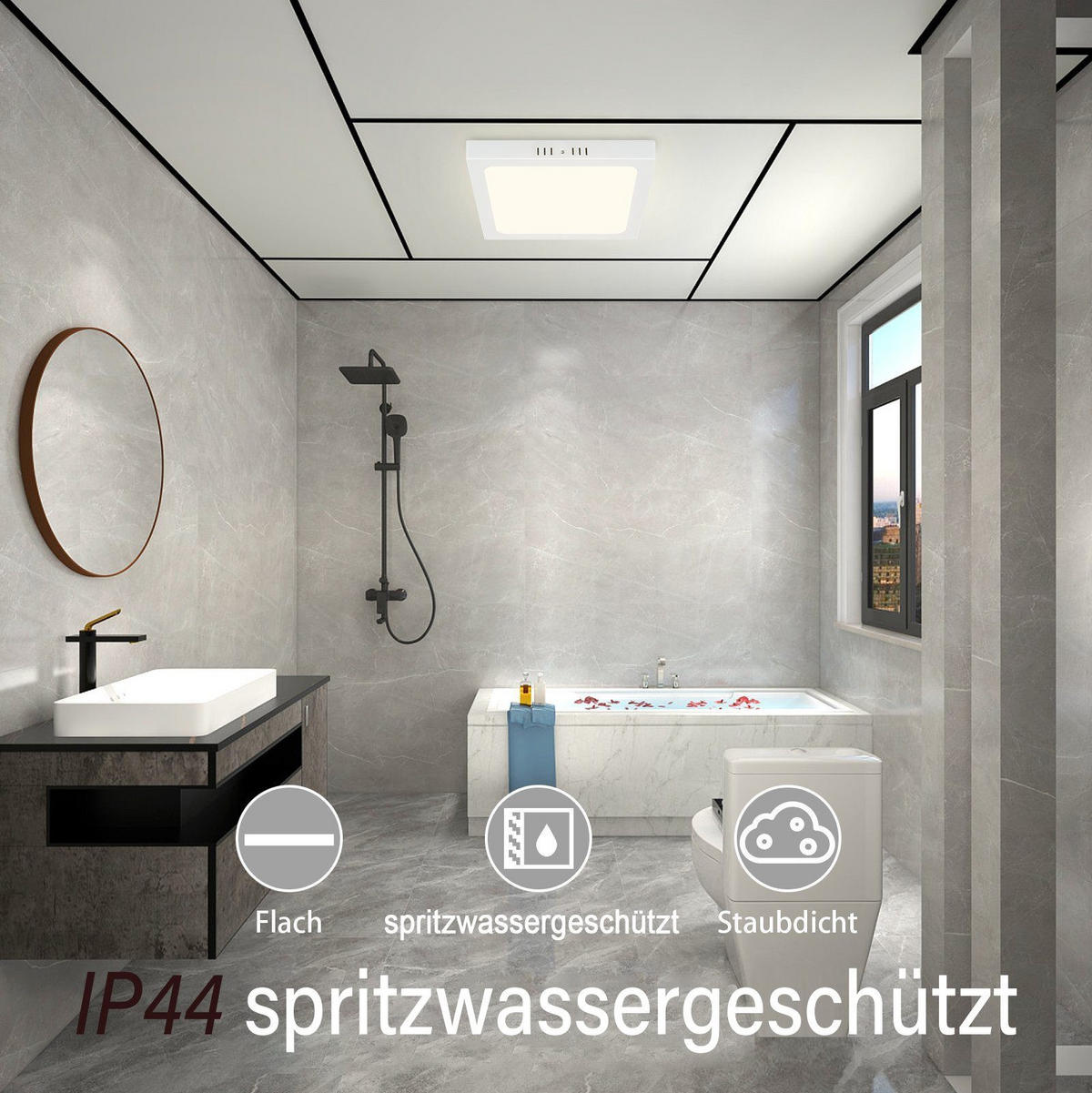 LED-DECKENLEUCHTE Regenkreis 23/23/3.2 cm - Weiß, Kunststoff (23/23/3.2cm) - Nettlife