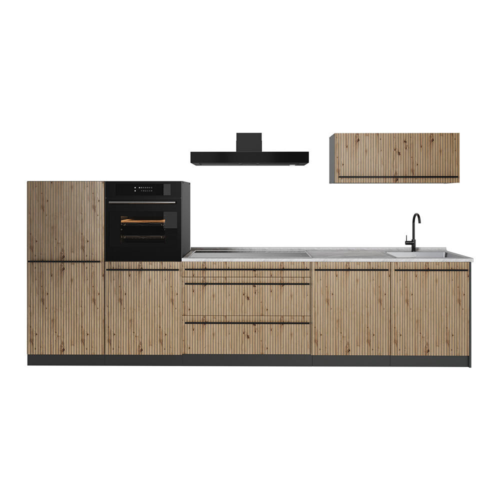 Vicco Küchenzeile Eiche Artisan, Anthrazit 340x143x60 cm