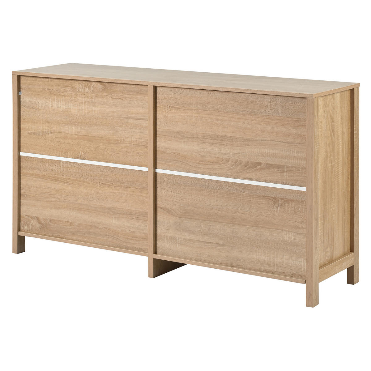 SIDEBOARD aus MDF 145x80x40 cm Natur mit 4 Rattantüren, Metallgriffen und verstellbaren Regalböden - Naturfarben, Holzwerkstoff (145/40/80cm) - Modfu