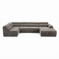 6-SITZER modulares Wohnlandschaft U XXL VEER SET 5 Links, 368 x 175 cm, Chenille Webstoff Braun - Schwarz/Braun, Holz/Kunststoff (368/75/175cm) - Muffo