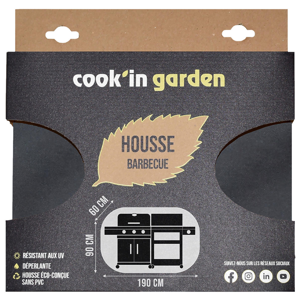 SCHUTZHÜLLE Schwarz - Schwarz, Kunststoff (190/60/90cm) - Cook'in Garden