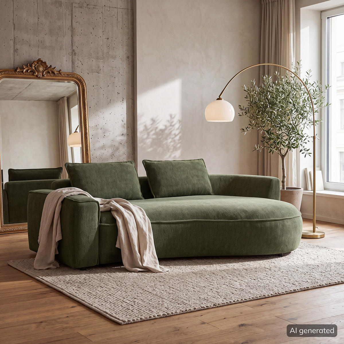 2,5-SITZER SOFA - Schwarz/Grün, Kunststoff/Textil (217/82/146cm) - home24