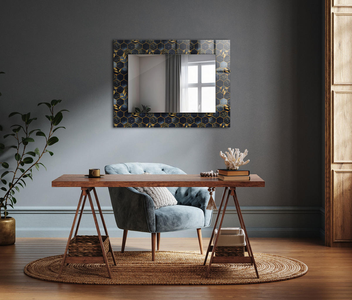 SPIEGEL 80 x 60 cm Rechteckig mit Aufdruck - Anthrazit, Glas (80/60/0.4cm) - TULUP