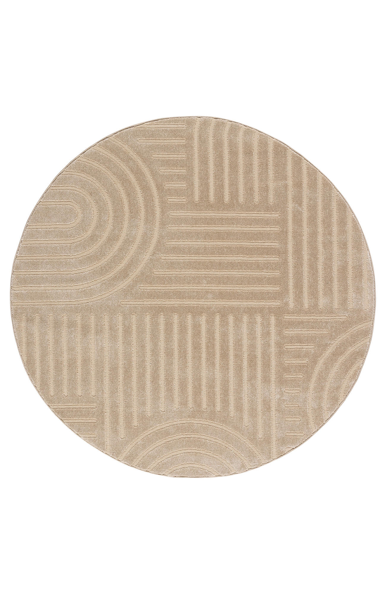 BOHO-TEPPICH Beige Ø200 cm - Beige, Textil (200/200cm) - Tesso Living