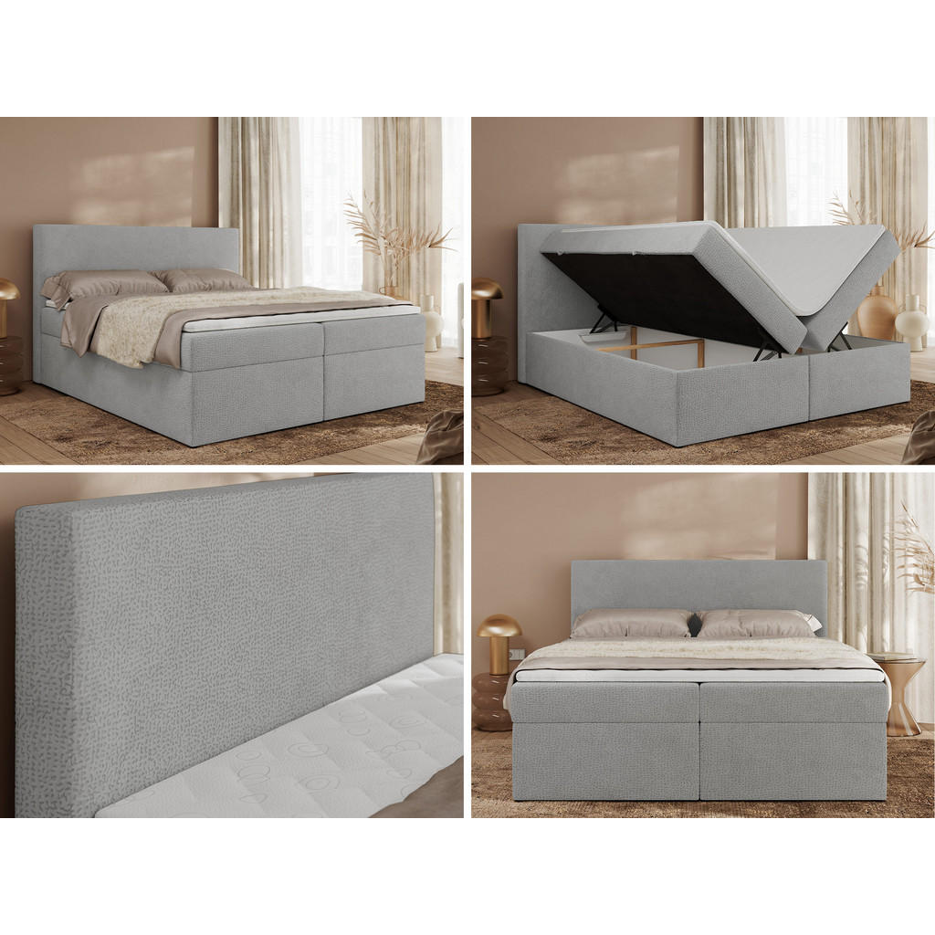 Thumbnail - MKS Boxbett, Hellgrau, Textil, 2-Sitzer, H3, 7-Zonen, Rechteckig, 180x200 cm, Oeko-Tex®, Schlafzimmer, Betten, Boxspring...