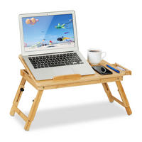 LAPTOPTISCH Natur Bambus klappbar höhenverstellbar - Hellbraun, Holz/Kunststoff (30/61/49cm) - Relaxdays