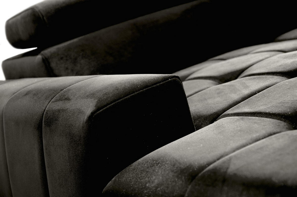 ECKSOFA Agnesa Xs In Salvador - Schwarz, Holzwerkstoff/Textil (260/200cm) - Fun Möbel