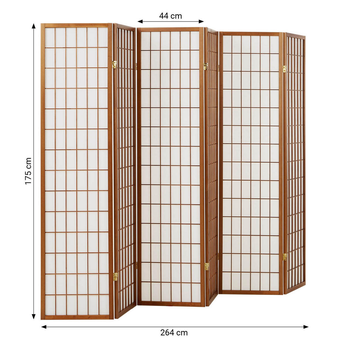 PARAVENT 6-tlg. 264/175 cm Braun Shoji - Braun, Holz (264/175/2cm) - Homestyle4u