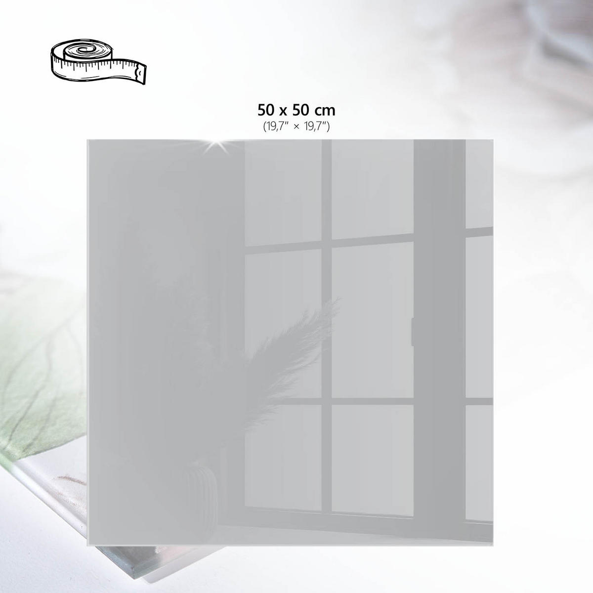 TISCHPLATTE 50x50 cm – Glattes Grau - Pink, Glas (50/50/0.4cm) - Wallfluent