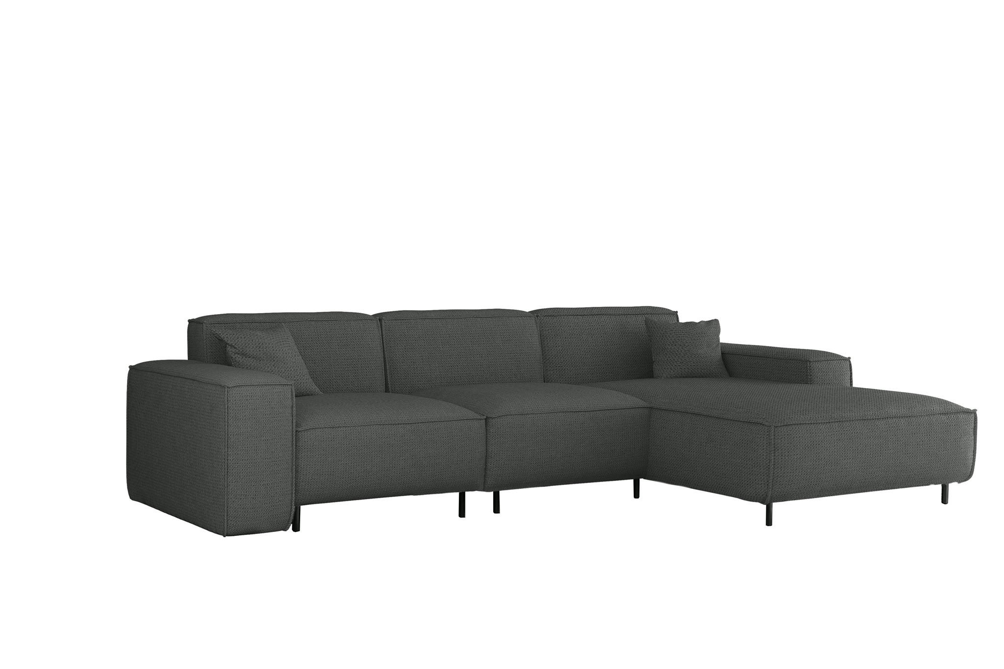 ECKSOFA Gloria In Artico - Anthrazit, Holzwerkstoff/Textil (266/165cm) - Fun Möbel