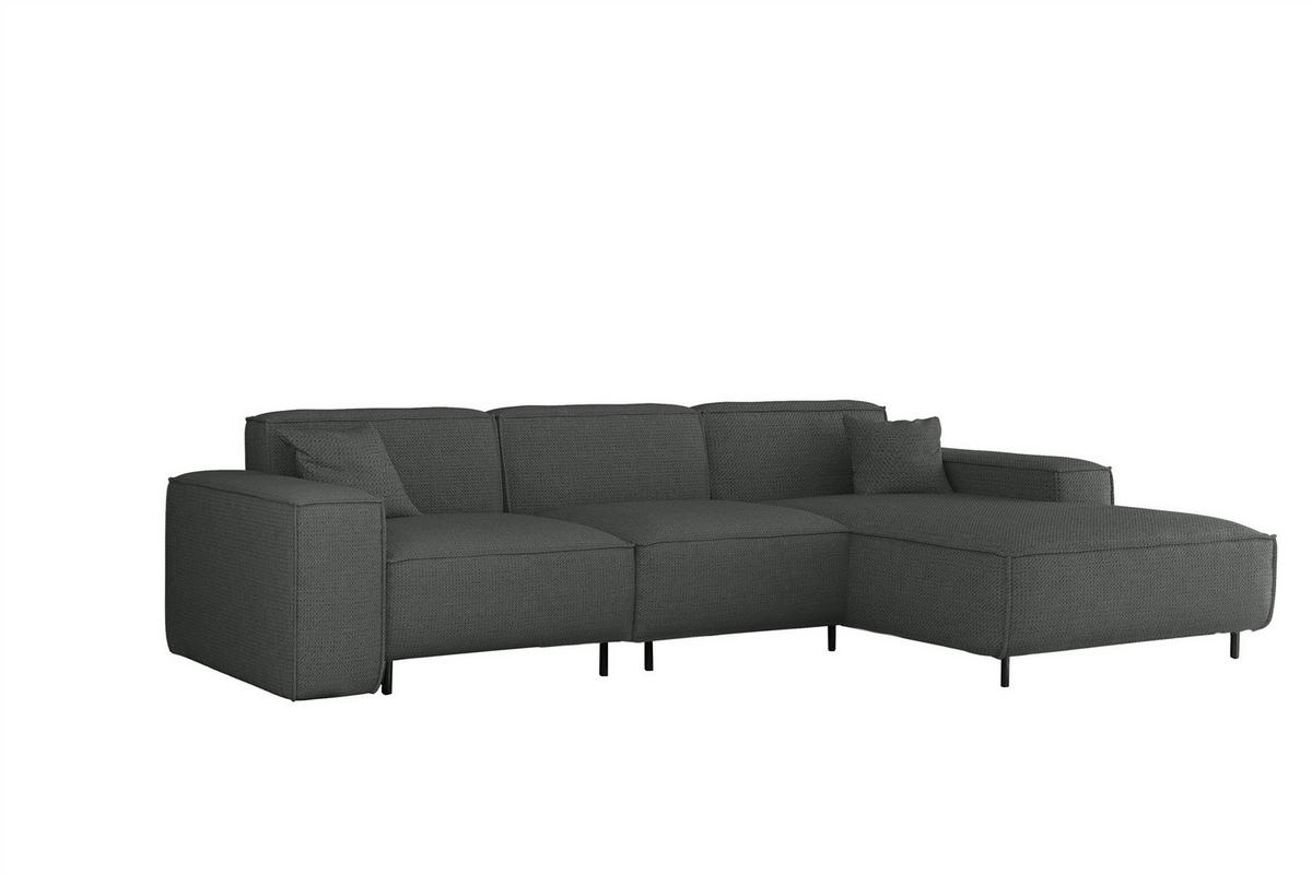 ECKSOFA Gloria In Artico - Anthrazit, Holzwerkstoff/Textil (266/165cm) - Fun Möbel