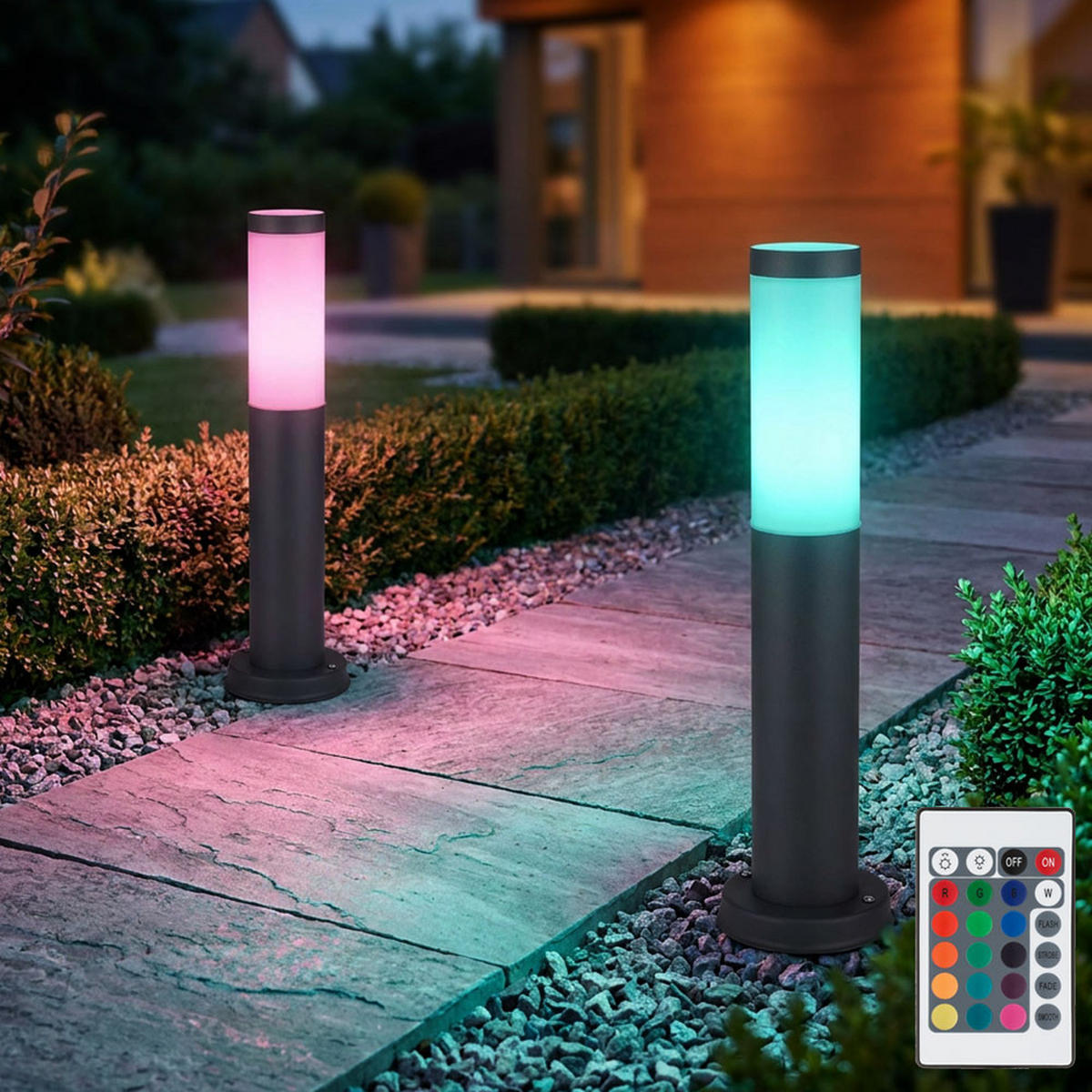 LED AUSSENLEUCHTE BOSTON Edelstahl Anthrazit 2er Set - Anthrazit, Metall (7.6/7.6/45cm)
