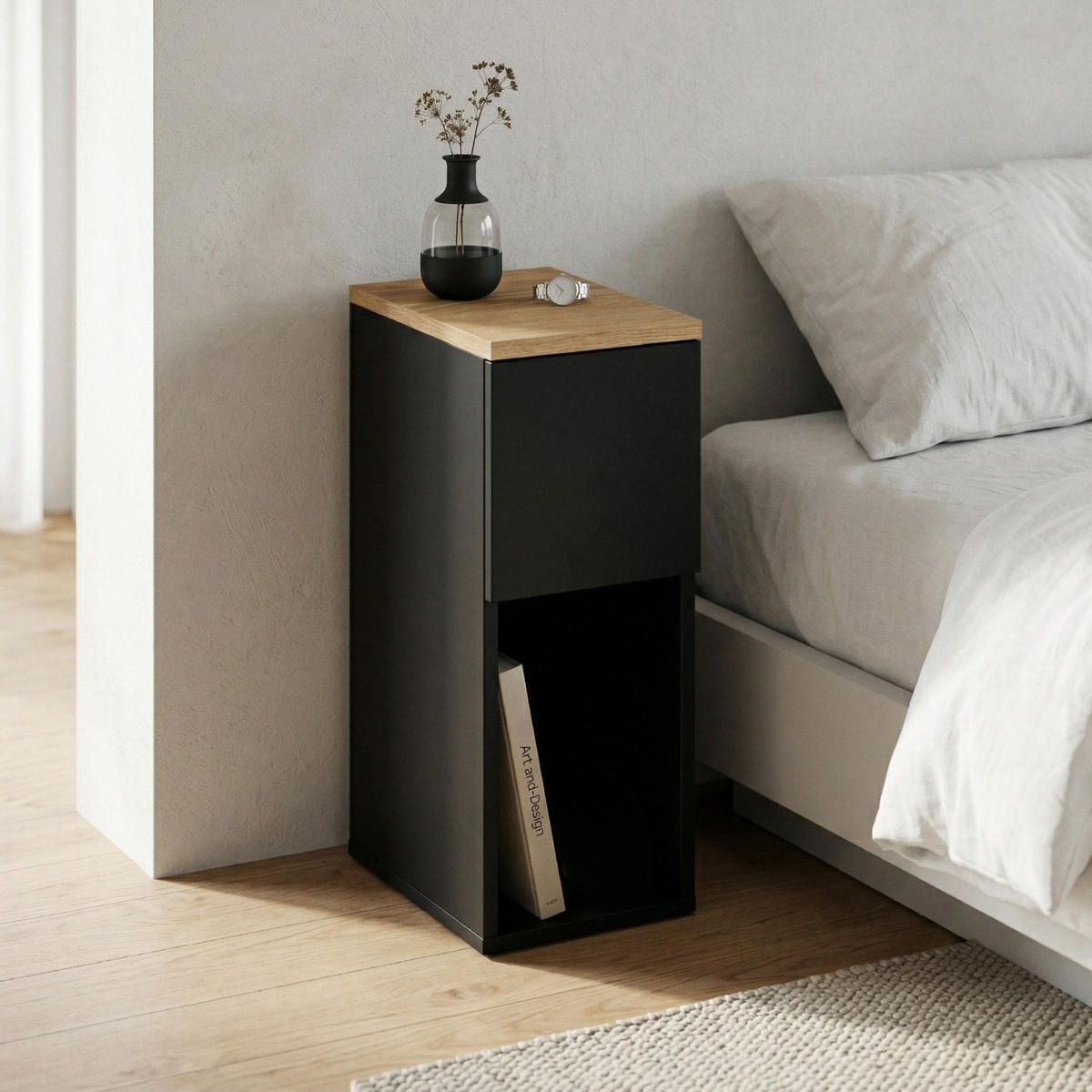 BEISTELLTISCH Teny 20/30/55 cm - Schwarz, Holzwerkstoff (20/55/30cm) - EDAXO