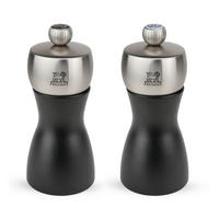 MÜHLENSET Fidji 12cm Pfeffer- & Salzmühle Buchenholz Schwarz Stahlmahlwerk - Schwarz, Holz (10.4/12/5.2cm) - PEUGEOT