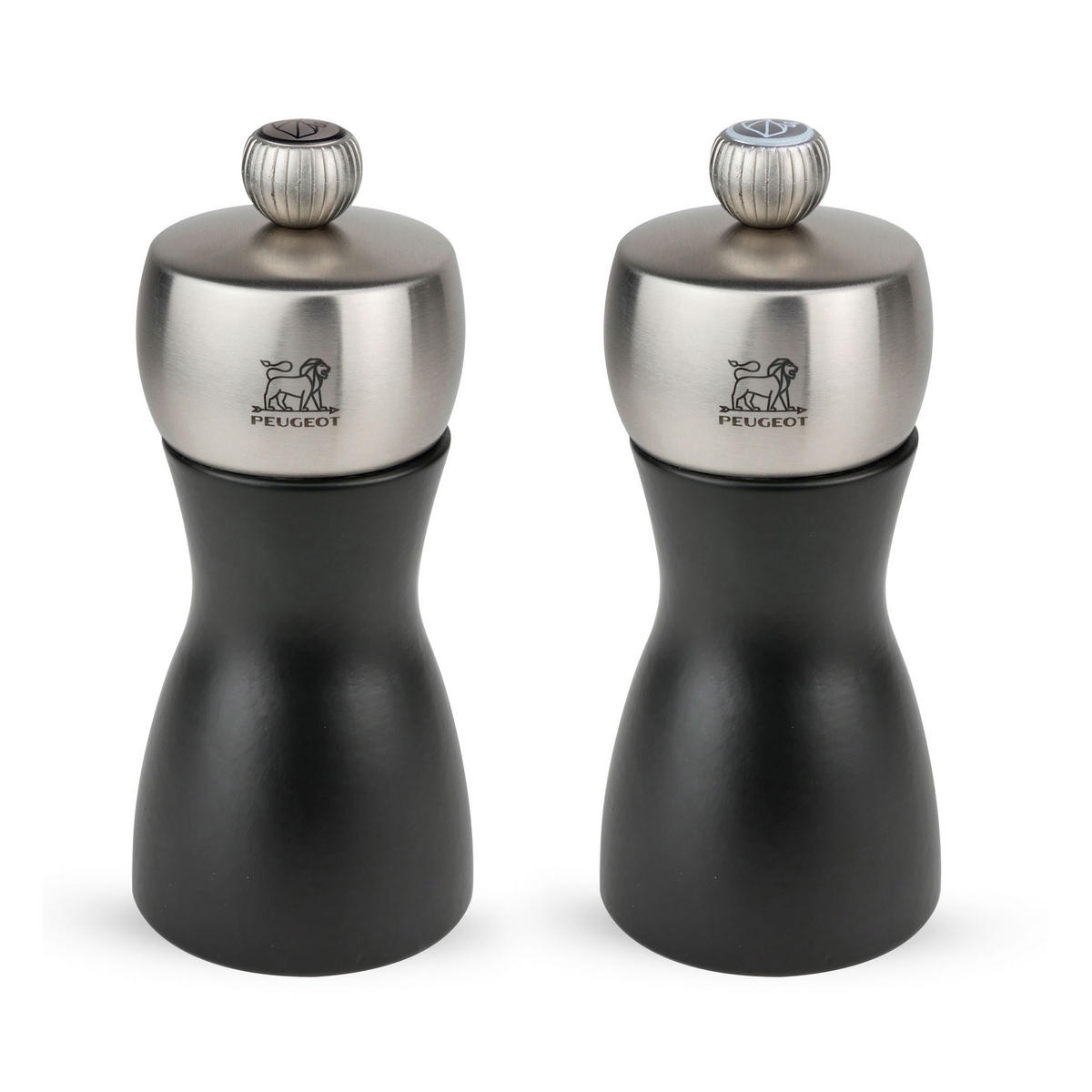 MÜHLENSET Fidji 12cm Pfeffer- & Salzmühle Buchenholz Schwarz Stahlmahlwerk - Schwarz, Holz (10.4/12/5.2cm) - PEUGEOT