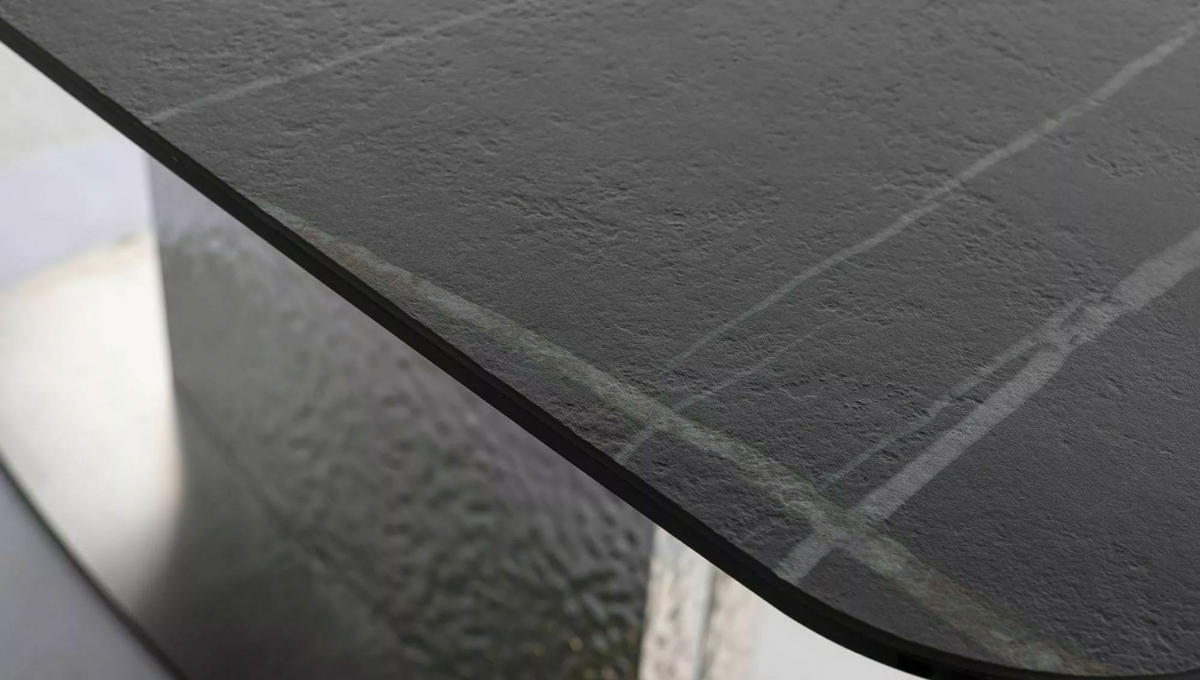 ESSTISCH Monlero Schwarz Marmor / Edelstahl 160-240 / 90 / 76cm - Schwarz/Grau, Holz/Metall (90/160/76cm) - Feldmann-Wohnen