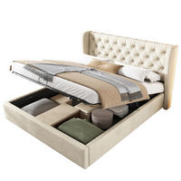 POLSTERBETT 160/200 cm Beige aus Samt mit Bettkasten - Beige, Textil (160/200cm) - OKMYHOME