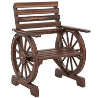 GARTENSTUHL DE-08352 mit Wagenrad-Design, karbonisiertes Holz Verkohlt - Naturfarben, Holzwerkstoff (55/90/66cm) - ComfortXL