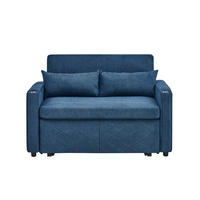 SCHLAFSOFA 134/82/73 cm Marineblau mit USB Charging und Aufbewahrungstasche - Blau, Textil (134/73/195cm) - Oxeza