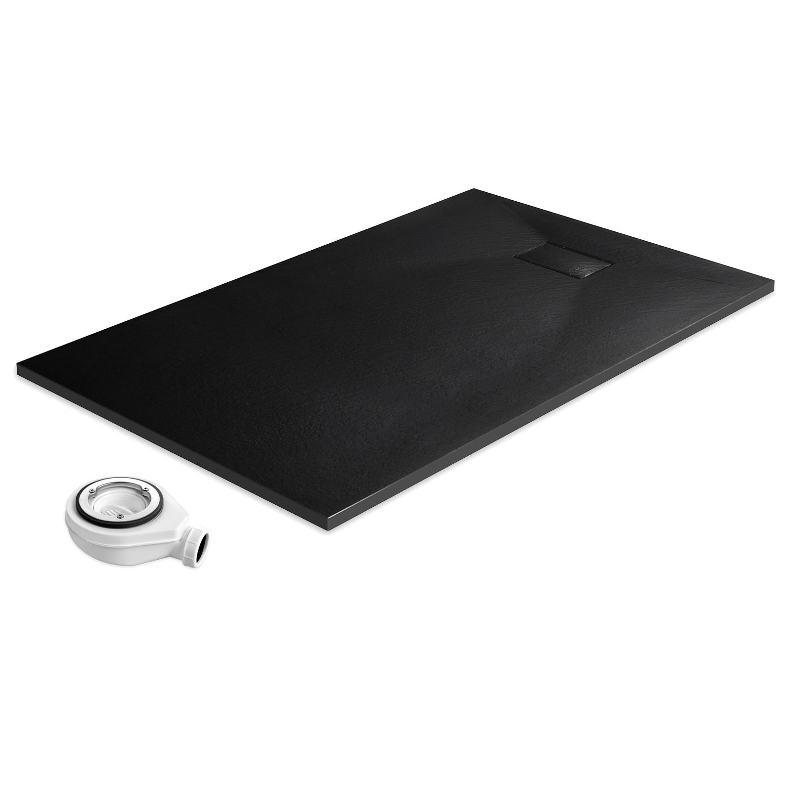 DUSCHWANNE inkl. Ablaufgarnitur Schwarz 140/90 cm - Schwarz, Naturmaterialen (90/2.6/140cm) - EMKE