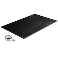 DUSCHWANNE inkl. Ablaufgarnitur Schwarz 140/90 cm - Schwarz, Naturmaterialien (90/2.6/140cm) - EMKE