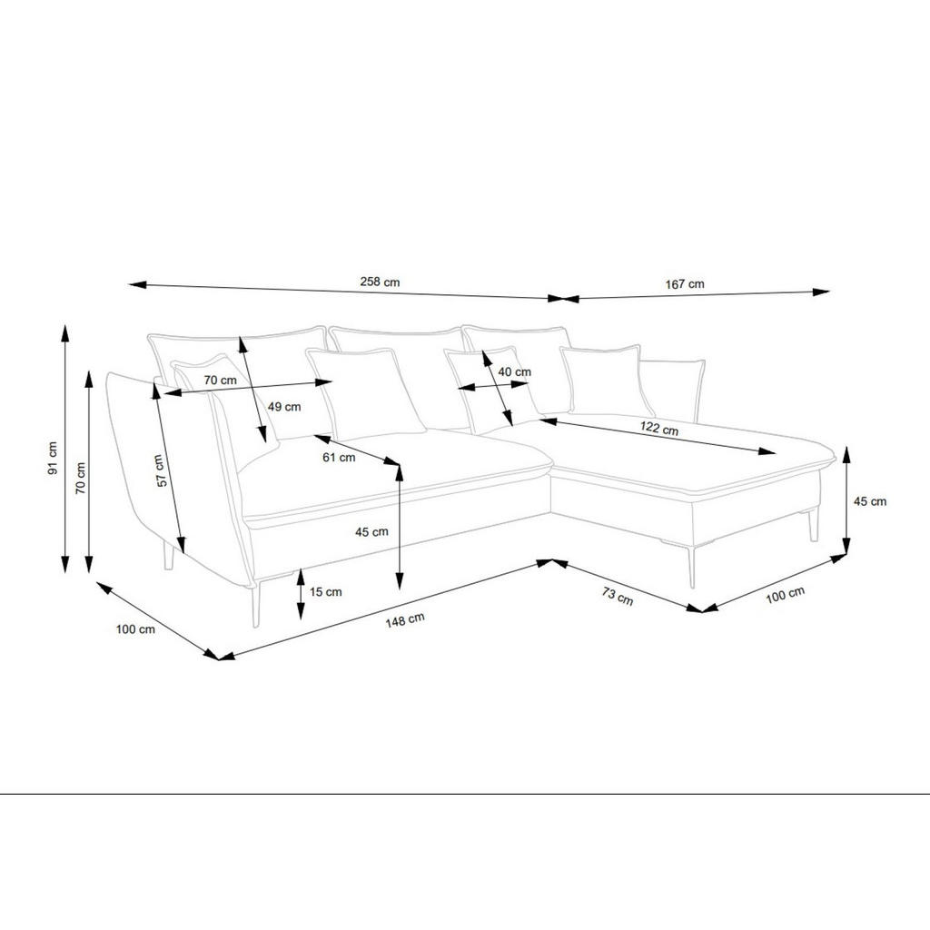 Thumbnail - Bettso Ecksofa, Grau, Holzwerkstoff, Ottomane links, L-Form, 258x167 cm, Wohnzimmer, Sofas & Couches, Wohnlandschaften, ...