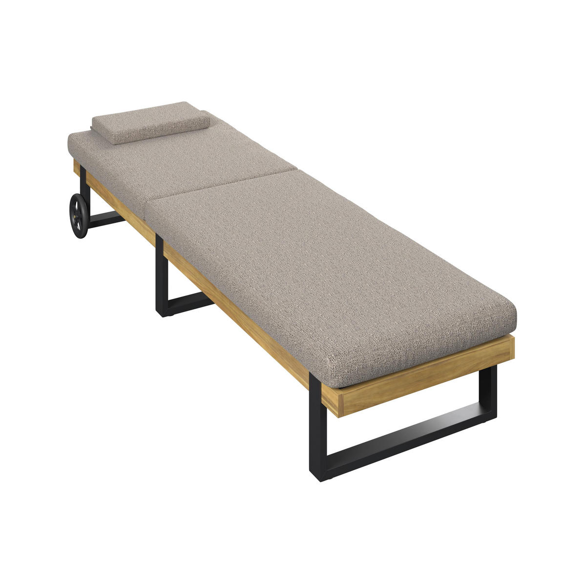 GARTENLIEGE Elenyi grau Metall/Outdoorstoff/Holz - Grau, Holz (1/95/200cm)