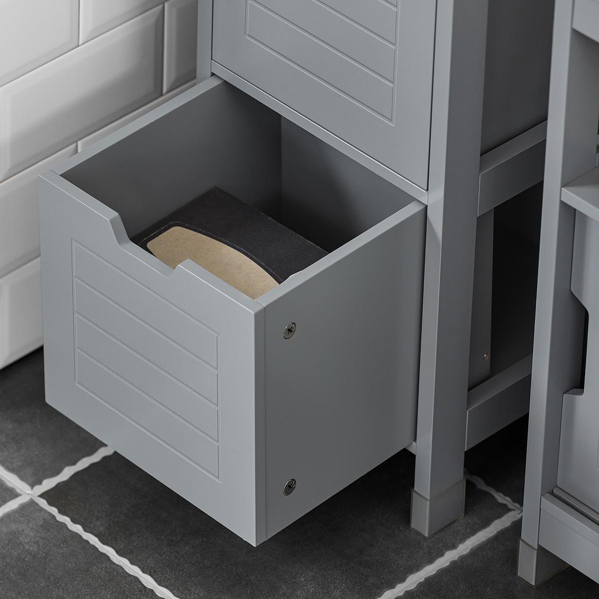 HOCHSCHRANK Dunkelgrau - Grau, Holzwerkstoff (30/145/30cm) - SoBuy