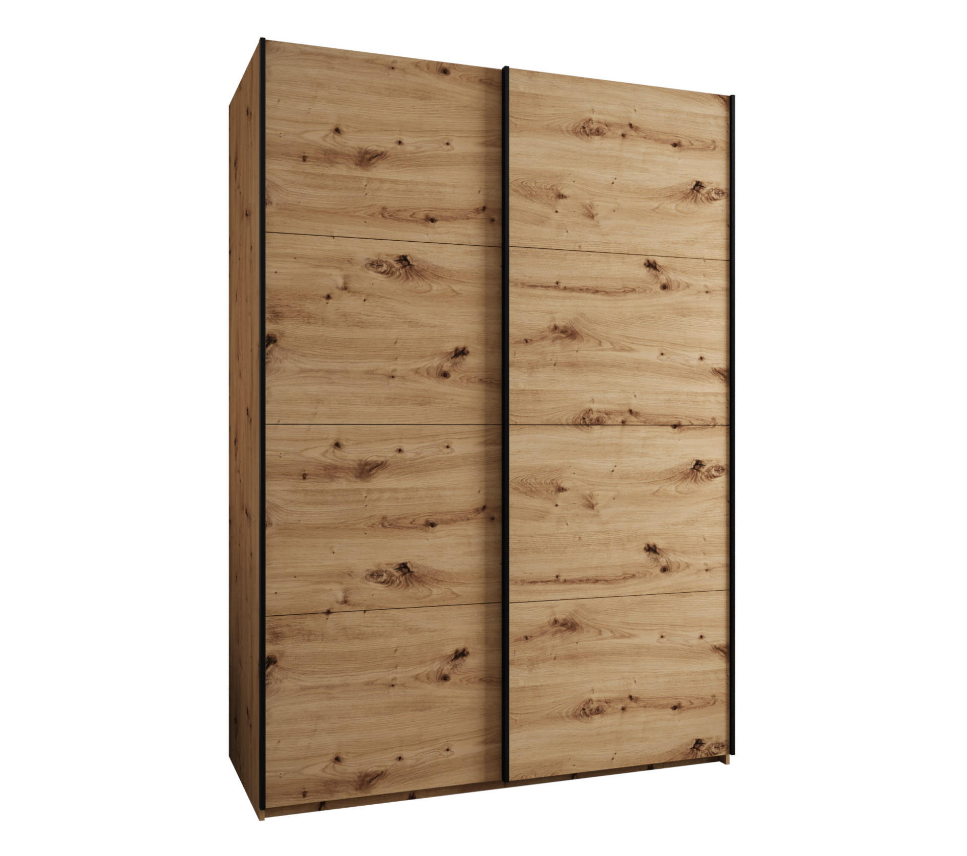 Abiks Möbel Schwebetürenschrank Eiche Artisan, Eiche Artisan, Schwarz 170x245x64 cm