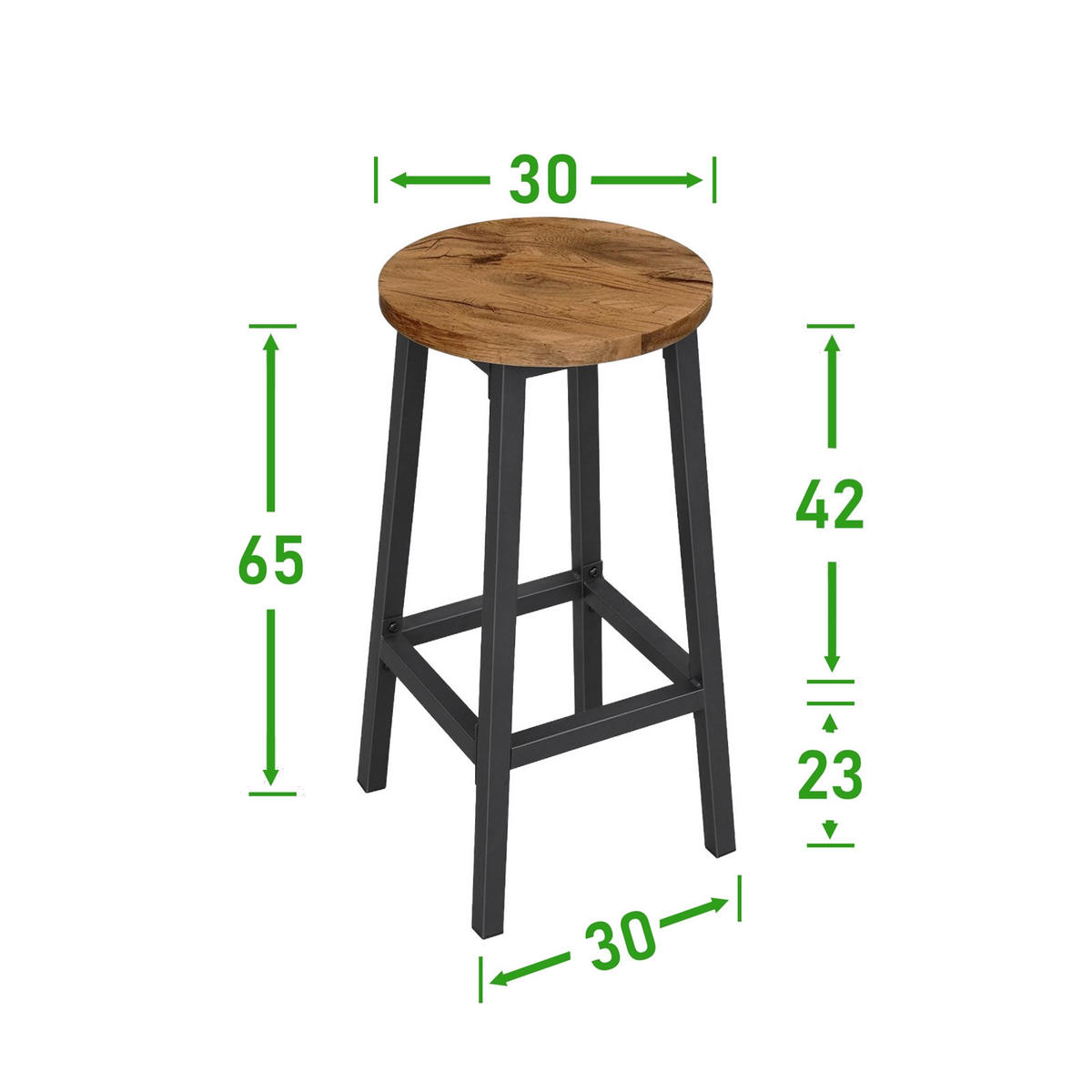 BARHOCKER 2er-Set Metall Hellbraun - Hellbraun, Holzwerkstoff/Metall (32/65/32cm) - Begryf