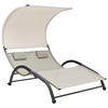 DOPPEL-SONNENLIEGE mit Sonnendach Textilene Creme - Creme, Metall (137/158/190cm) - furnicato
